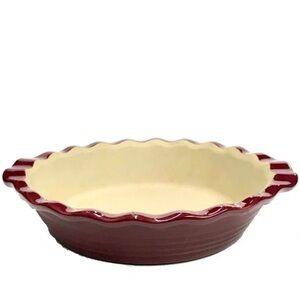 Pampered Chef Stoneware New Traditions Scalloped Cranberry Deep Dish Pie Plate